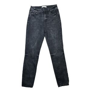 Grunge Y2K Womens High Rise Slim Jeans Acid Wash Black Size 28 Flying‎ Monkey